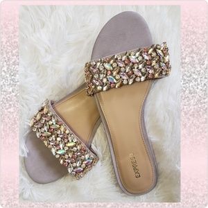 Express Jewel embellished rhinestone sandal slides